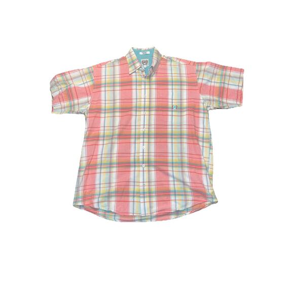 Cinch Men’s Western, Short Sleeve Size, M Button Up Shirt, Peach Plaid NOTE - Picture 1 of 6